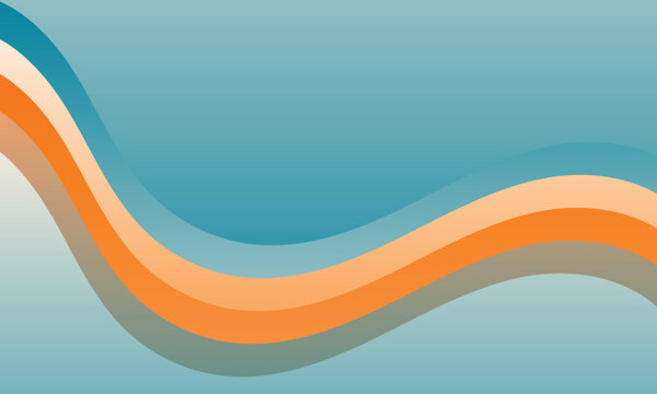 Retro Abstract Wavy Background with Blue Orange and Beige Fluid Shapes