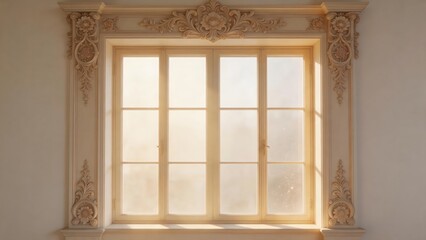 Obraz premium Ornate window frame with decorative molding
