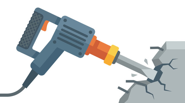 Electric demolition hammer in action.