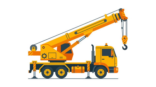 Yellow Construction Crane Truck Vehicle.