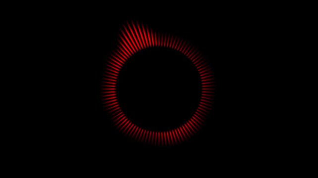 Abstract red circle waveform pulse animation on black background motion graphic