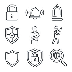 Security and cyber defense icon set with security protection surveillance © God