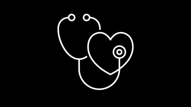 Medical checkup Line Icon Animation with Alpha Channel