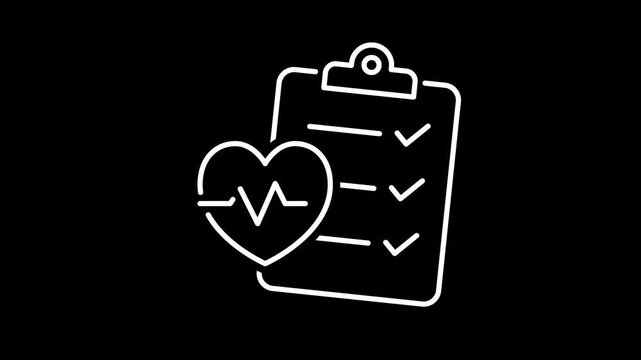 Medical exam line icon animation with alpha channel