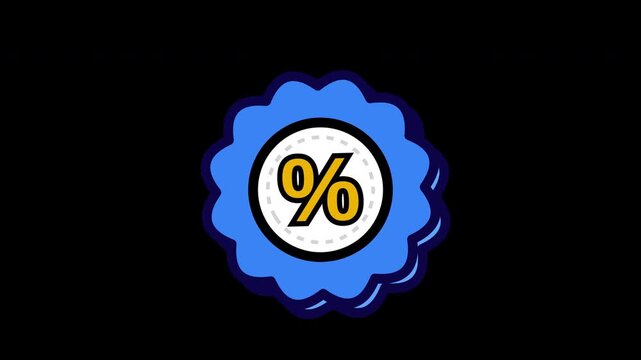 Animated Percentage Symbol on transparent Background for Sales and Discounts.