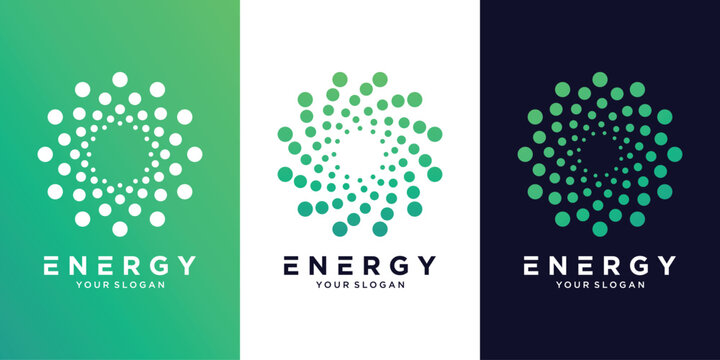 Abstract green energy logo with circular dots