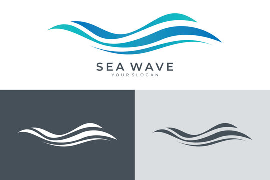 Minimalist blue water wave logo