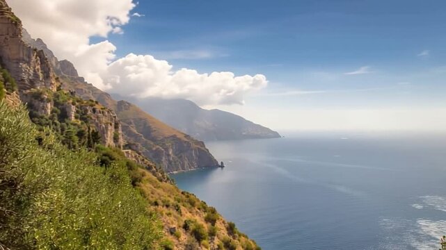 Amalfi Coast, Mediterranean Sea, Italy. Time lapse.