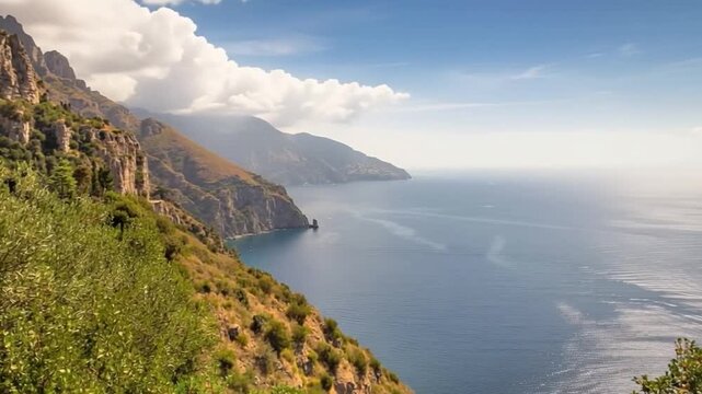 Amalfi Coast, Mediterranean Sea, Italy. Time lapse.