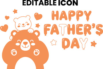 Happy father's day bear illustration with hearts and stars isolated on transparent background © ABDURRAZZAQ
