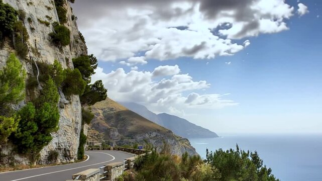 Amalfi Coast, Mediterranean Sea, Italy. Time lapse.