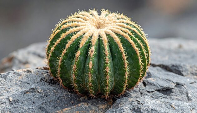 Close-up extreme macro of Ariocarpus retusus cactus on grey rock