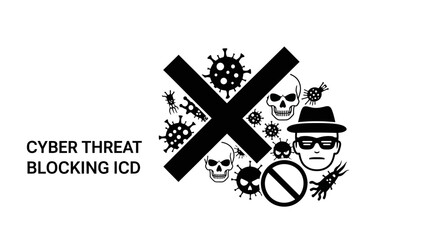 Cyber threat blocking icon design. © Martani