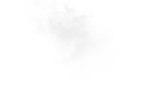 White smoke rising and swirling on a transparent background during an undefined time and location