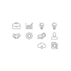 Fototapeta premium Business growth and financial management line icons with business, financial