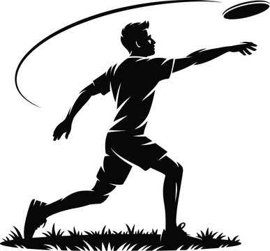 Man throwing frisbee in park vector eps illustration