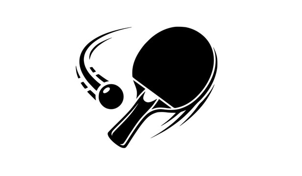 Table tennis or ping pong paddle and ball action illustration.