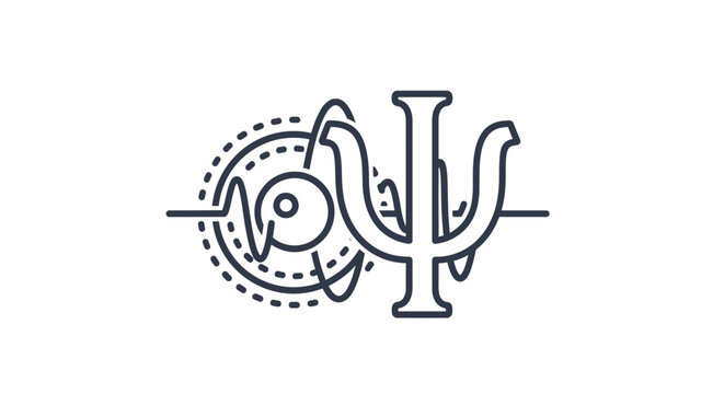 psi symbol with dotted circle psychology logo outline silhouette