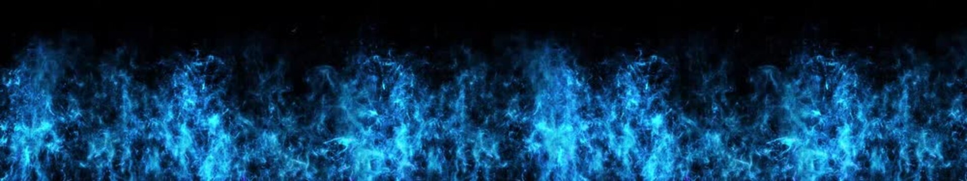 Blue Fire Flames on Black Widescreen Loop Background