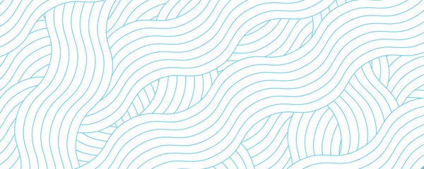 Minimalist seamless pattern with cyan blue wavy lines on a white background. Modern abstract ocean wave texture, ideal for summer themes, nautical designs, and creative digital wallpapers. © sofyanmardianto