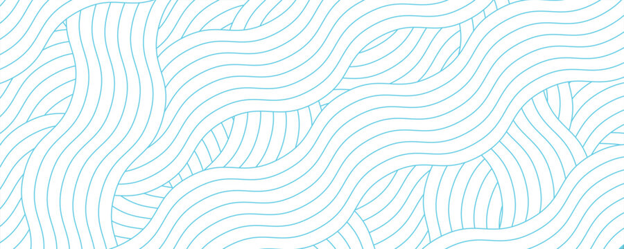 Minimalist seamless pattern with cyan blue wavy lines on a white background. Modern abstract ocean wave texture, ideal for summer themes, nautical designs, and creative digital wallpapers.