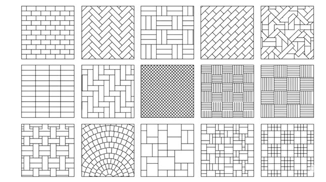 Collection of CAD flooring patterns and paving designs for architectural planning and construction projects