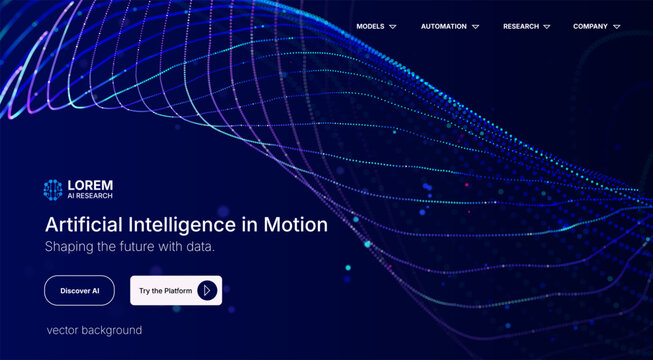 Futuristic digital transformation concept with dynamic neon lines and information flow. Modern technology backdrop for automation, cloud computing AI solutions enterprise modernization and innovation.