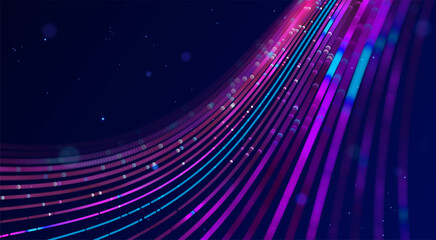 Fototapeta premium Abstract artificial intelligence background luminous data streams and network connections. Ideal for AI research, automation, SaaS and technology presentations of AI infrastructure, cloud computing