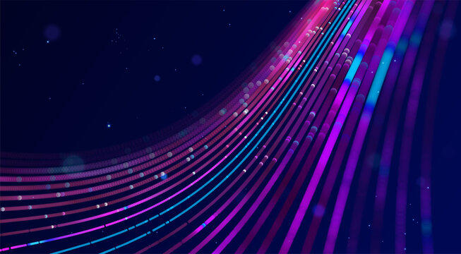Abstract artificial intelligence background luminous data streams and network connections. Ideal for AI research, automation, SaaS and technology presentations of AI infrastructure, cloud computing