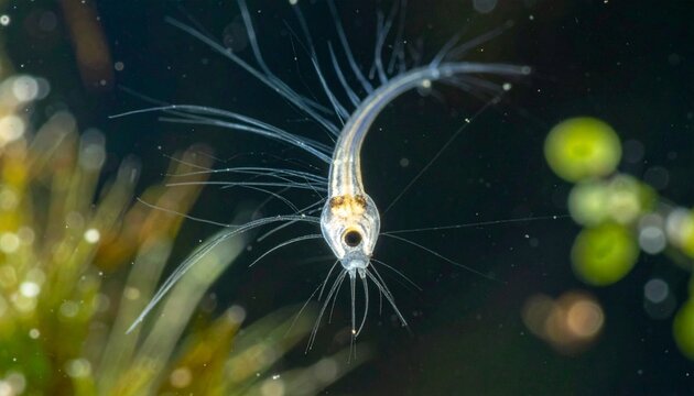Close-up macro of Paramecium ciliate spinning with visible cilia in pond water