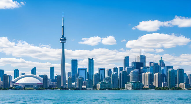 Toronto city skyline with cn tower and rogers centre
