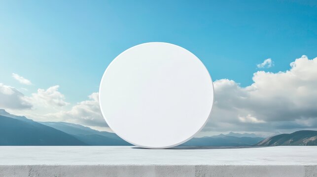 Large screen billboard in soccer football stadium tribunes, daytime, blue sky. Advertise white display mockup banner. Mock-up poster, text template. Presentation board, big promo blank.