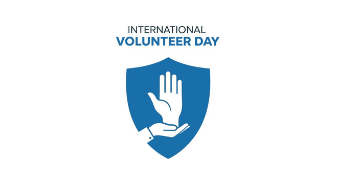 International Volunteer Day Shield with Helping Hands Icon - Social Cause, Charity, Support