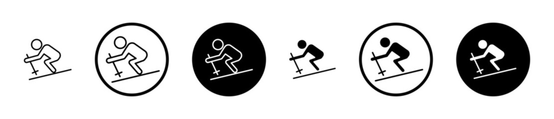 Skiing icon, template for graphic or web design. vector illustration © naba