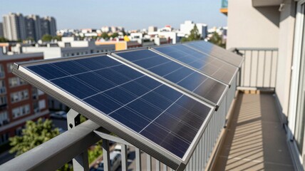 Obraz premium Portable Solar Panels in Urban Balcony