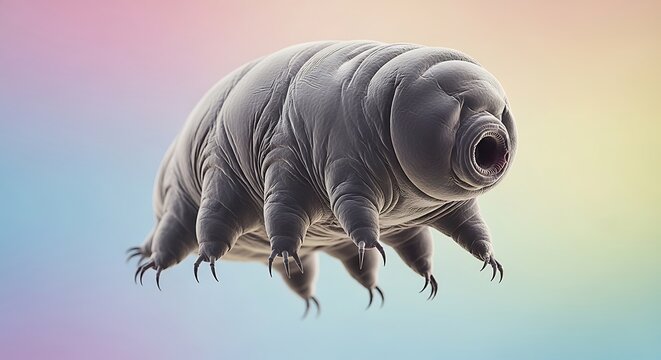 tardigrade on a pastel colored background