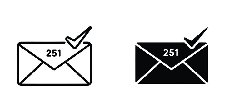 Checkmark inside envelope icon with number 251