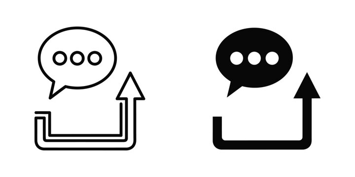 Speech bubble chat icons with upward arrows in simple line style