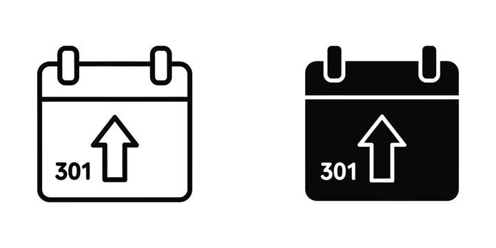 Calendar icon with upward arrow and number 301