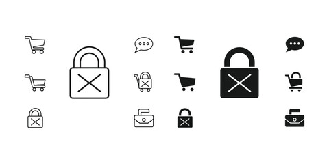 Shopping cart and payment icons with lock symbols © MSTRAHELA