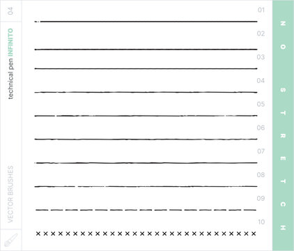 Vector Brushes. Technical Pen. No-stretch.