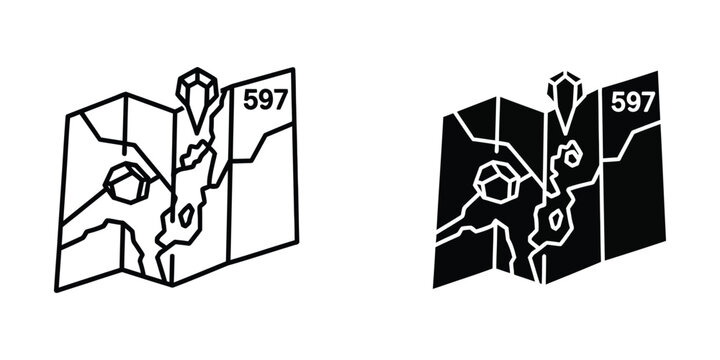 Isometric map with location pin and elevation line design
