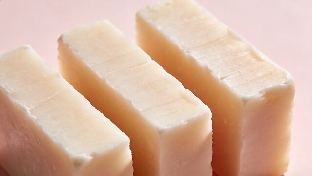 Natural handmade soap bars pastel skincare products artisan cosmetic collection organic cleansing blocks minimal spa aesthetic luxury bath accessories wellness hygiene concept soft color palette recta