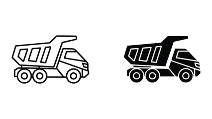 Dump truck icon in simple line art style © MDSAHIDUL