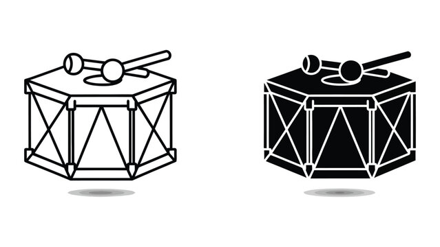 Two snare drums with drumsticks and cymbals in contrasting styles