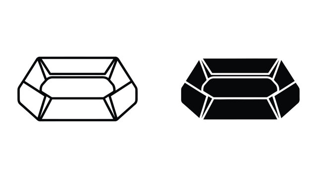 Hexagonal prism wireframe and solid 3d shapes comparison