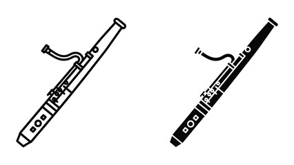 Two black and white clarinet and saxophone illustration © MDMOSLEM