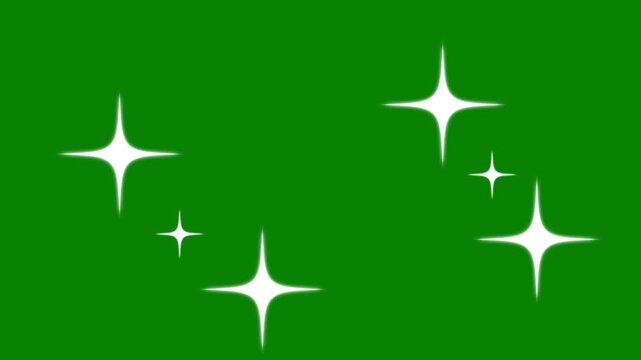 shining flashing twinkle stars,Sparkling star light glitter motion animation, twinkle flat star on green screen, 4k star sparkle vector doodles.
