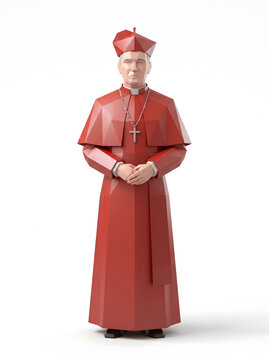 low poly cardinal in red robes and zucchetto