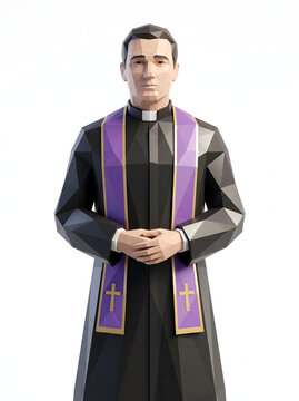 priest in cassock with purple stole and cross